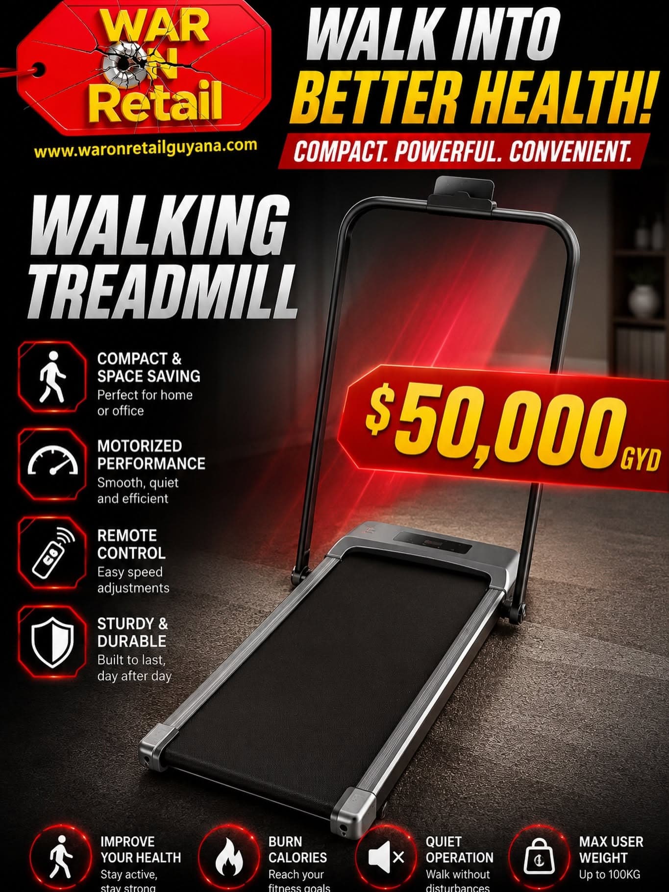 Walking Treadmill β Compact Foldable Home Treadmill